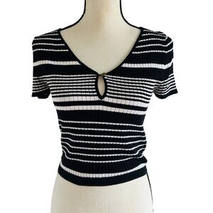 Lulus Black and White Striped Women's Top